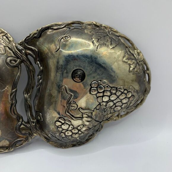 Godinger Dish Silver Art Co Plate Double Heart With Grape Design Plated Serving - Picture 10 of 13